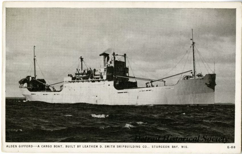 Postcard - ALDEN GIFFORD --A Cargo Boat. Built by Leathem D. Smith Shipbuilding Co., Sturgeon Bay, Wis.