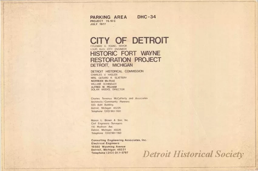 Blueprint - Parking Area DHS-34,
Historic Fort Wayne Restoration Project, Detroit, Michigan