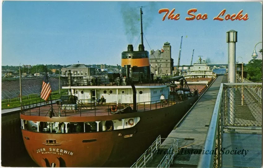 Postcard - The Soo Locks Sault Ste. Marie, Mich.