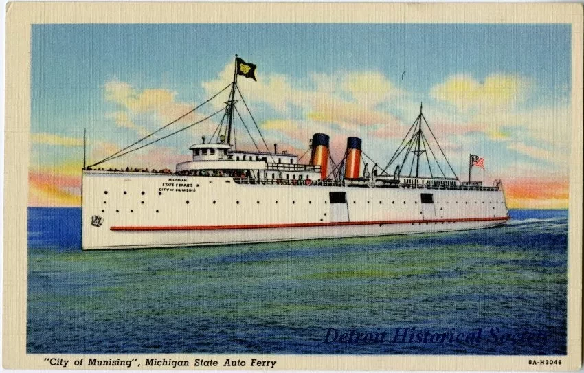 Postcard - "CITY OF MUNISING", Michigan State Auto Ferry