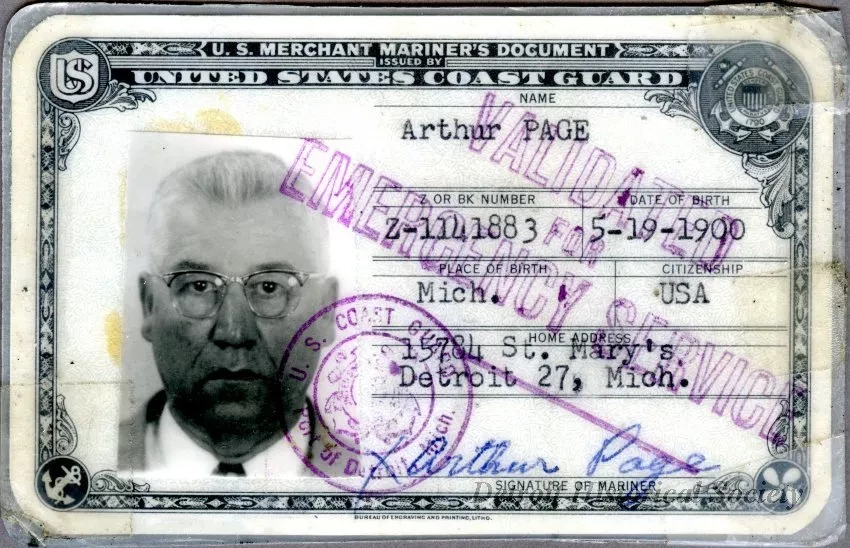 Card, Identification - U.S. Merchant Mariner's Document