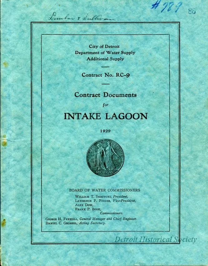 Contract - Contract No. RC-9, 
Contract Documents for Intake Lagoon, 1929