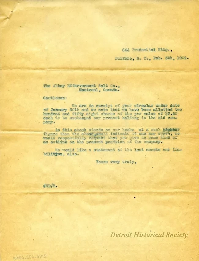 Letter - The Abbey Effervescent Salt Company