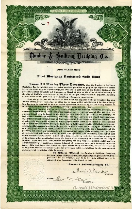 Bond - Dunbar & Sullivan Dredging Co. 
First Mortgage Registered Gold Bond