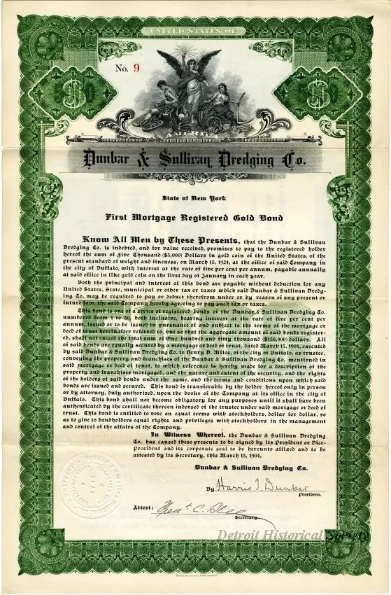 Bond - Dunbar & Sullivan Dredging Co. 
First Mortgage Registered Gold Bond