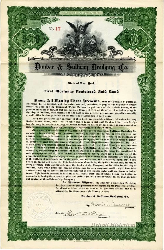 Bond - Dunbar & Sullivan Dredging Co. 
First Mortgage Registered Gold Bond