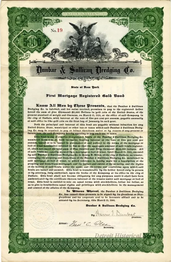 Bond - Dunbar & Sullivan Dredging Co. 
First Mortgage Registered Gold Bond
