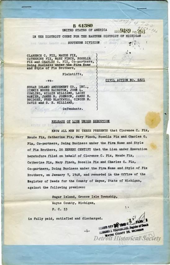 Judgment - Release of Lien Under Execution