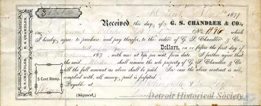 Receipt - G. S. Chandler
E. S. Chandler