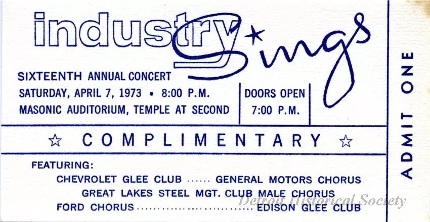 Ticket, Admission - Industry Sings, Sixteenth Annual Concert