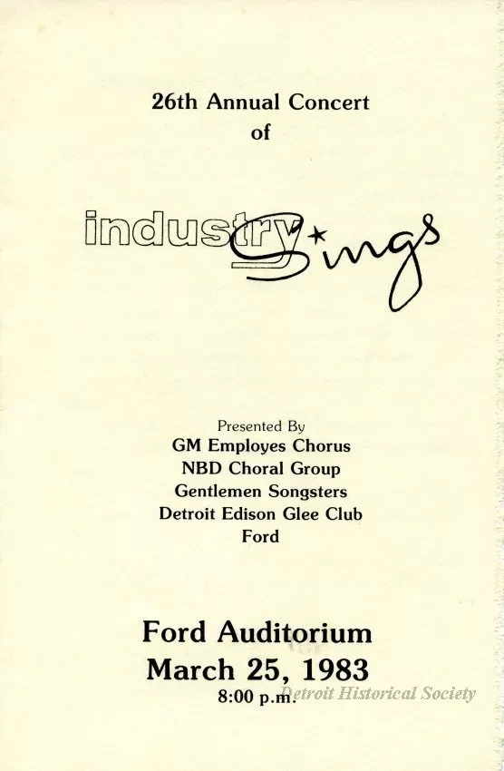 Program - 26th Annual Concert of Industry Sings