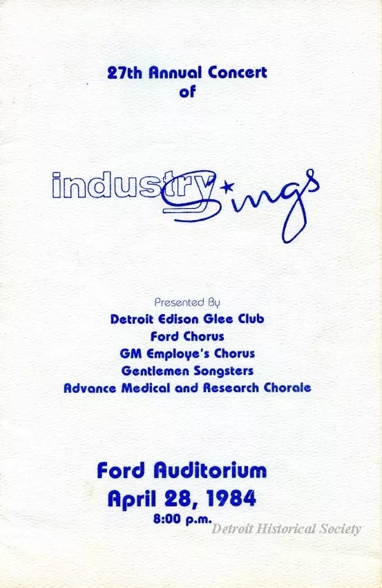 Program - 27th Annual Concert of Industry Sings