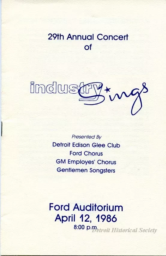 Program - 29th Annual Concert of Industry Sings