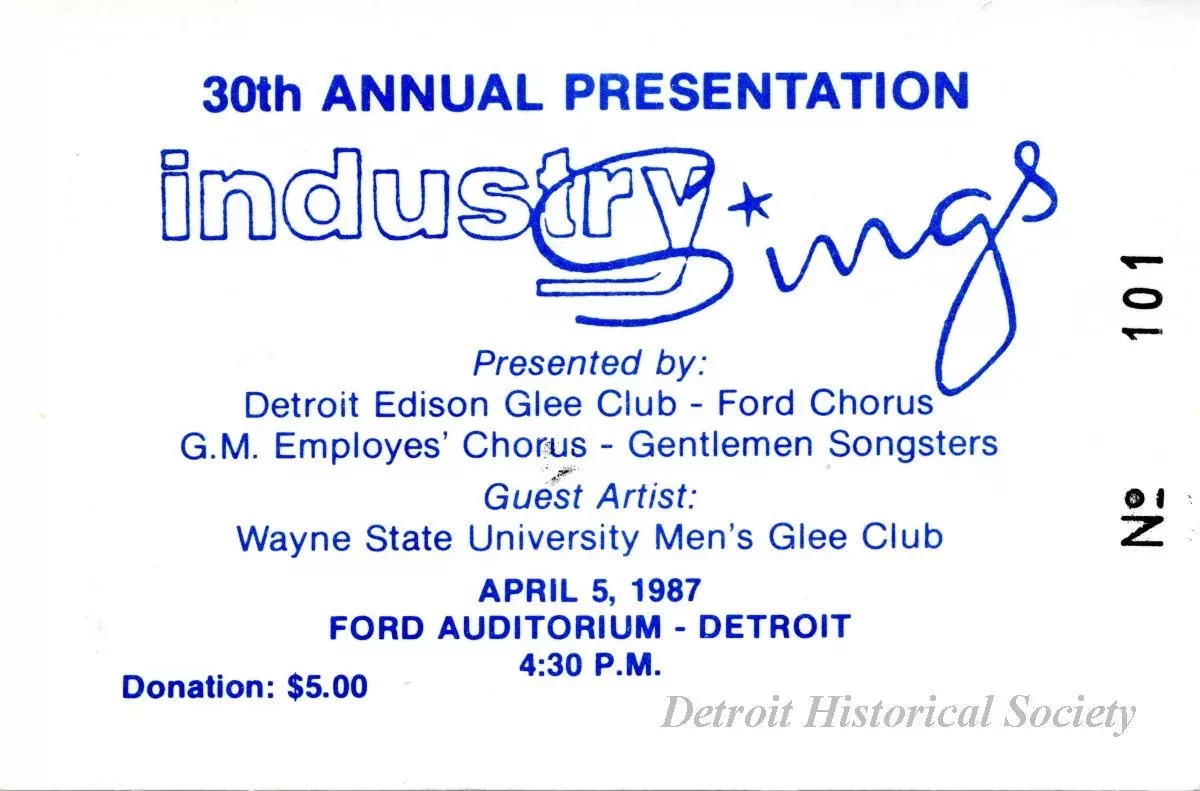 Ticket, Admission - 30th Annual Presentation, Industry Sings