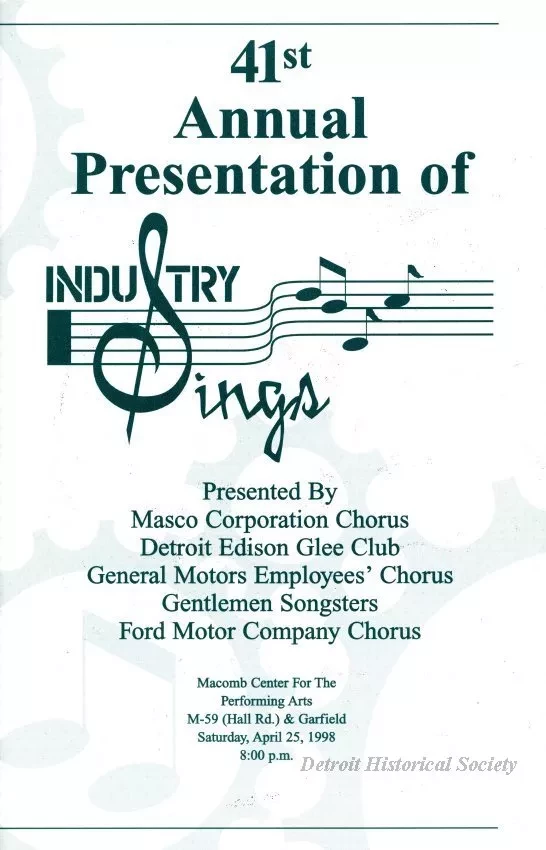 Program - 41st Annual Presentation of Industry Sings