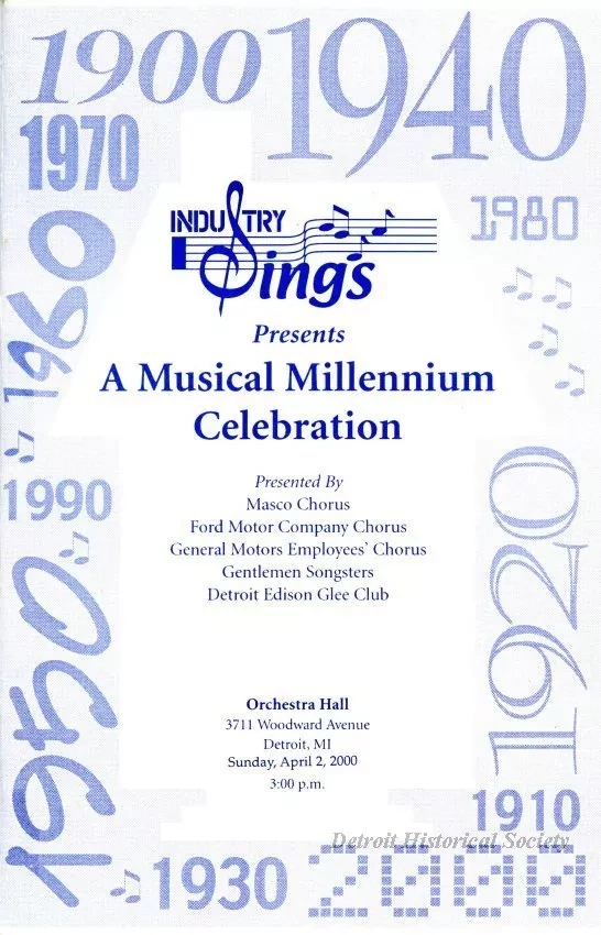 Program - Industry Sings Presents A Musical Millennium Celebration
