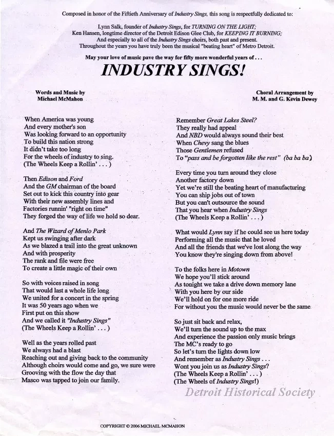 Flyer - Industry Sings