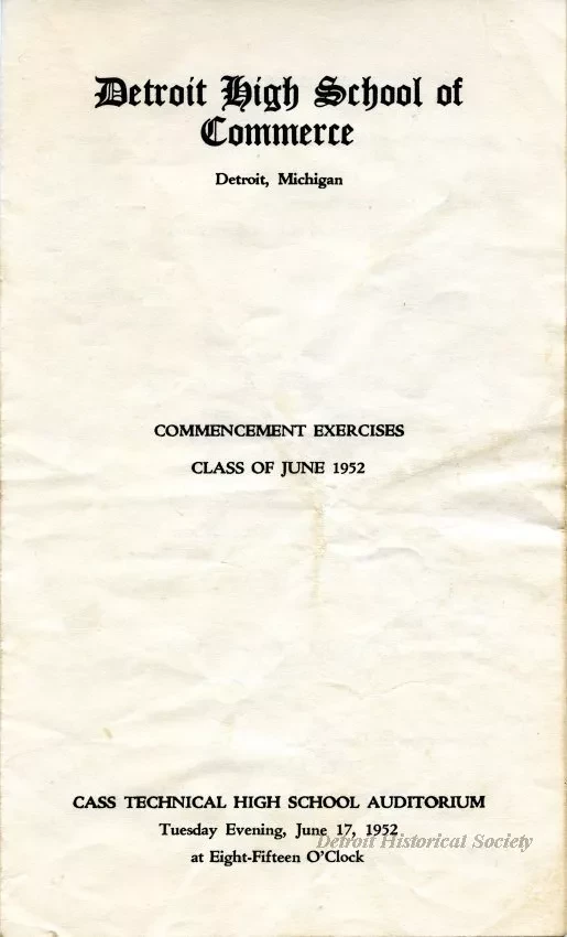 Program - Detroit High School of Commerce
Commencement Exercises