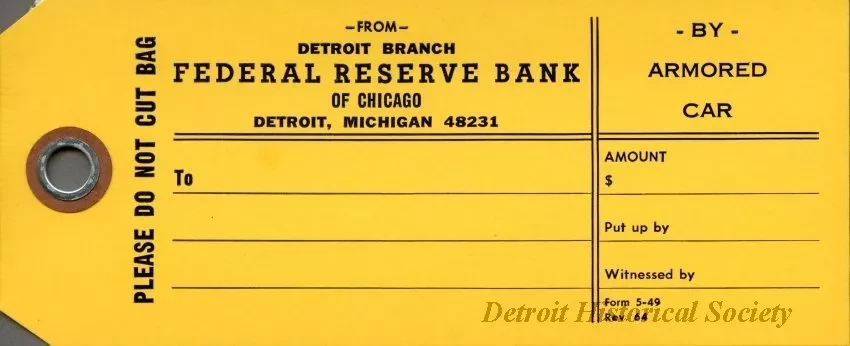 Tag, Shipping - Detroit Branch,
Federal Reserve Bank of Chicago