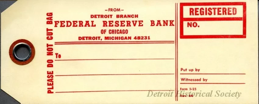 Tag, Shipping - Detroit Branch,
Federal Reserve Bank of Chicago