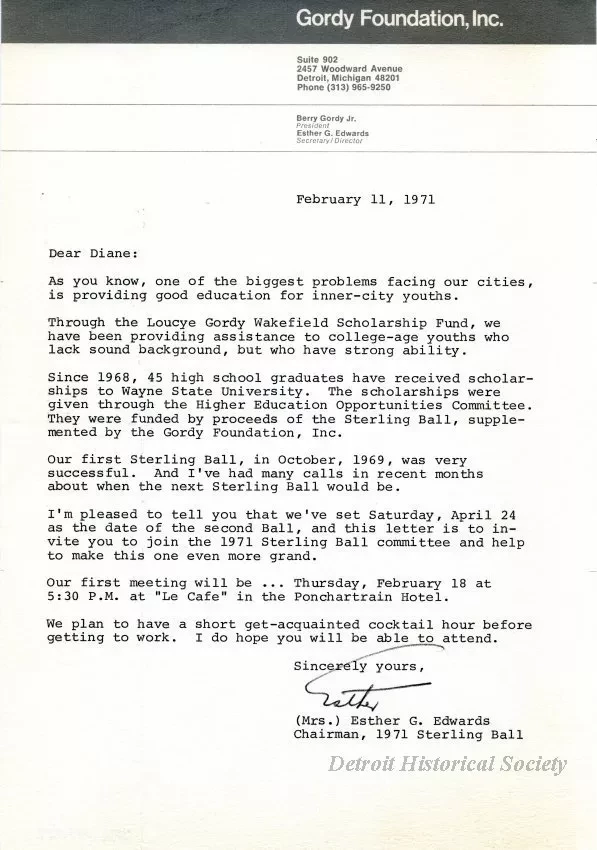 Letter - Gordy Foundation, Inc.