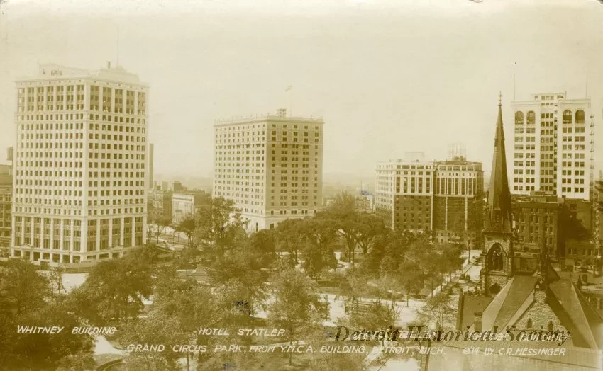 Postcard - Grand Circus Park from Y.M.C.A. Building, Detroit, Mich.