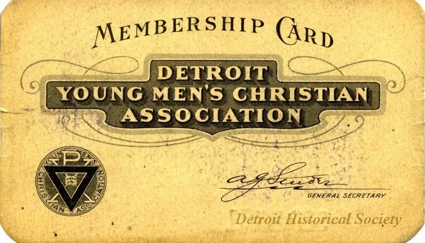 Card, Membership - Membership Card
Detroit Young Men's Christian Association