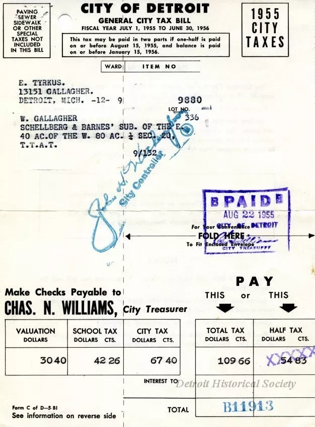 Bill, Tax - City of Detroit
General City Tax Bill