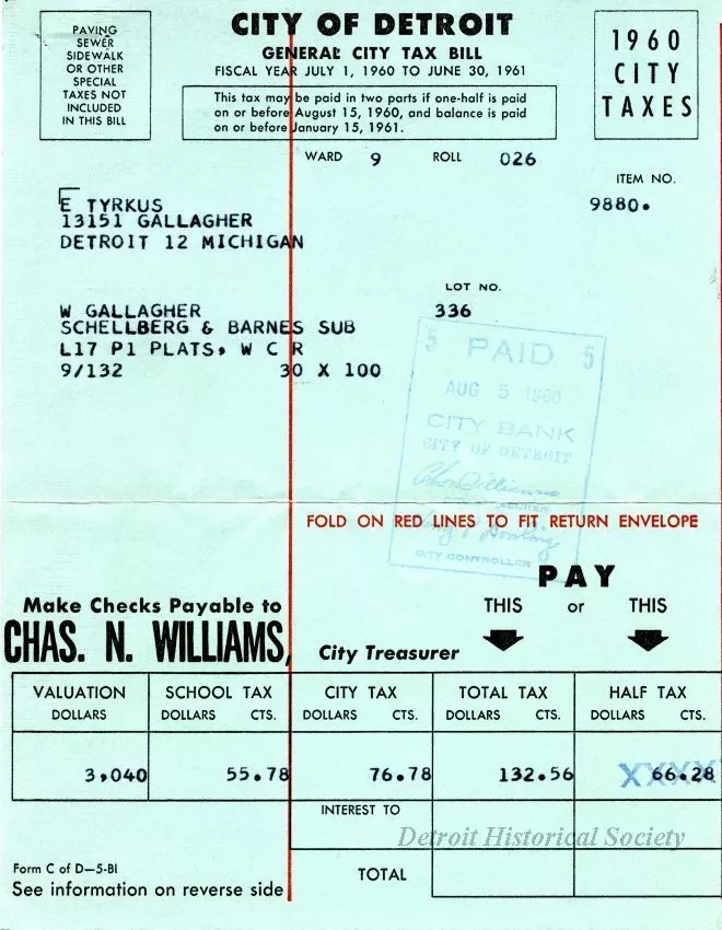 Bill, Tax - City of Detroit
General City Tax Bill