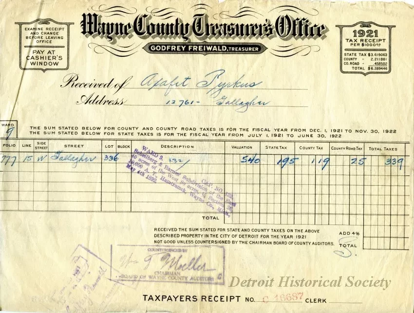 Bill, Tax - Wayne County Treasurer's Office