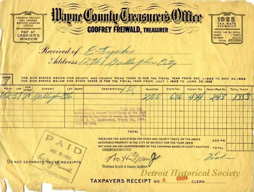 Bill, Tax - Wayne County Treasurer's Office