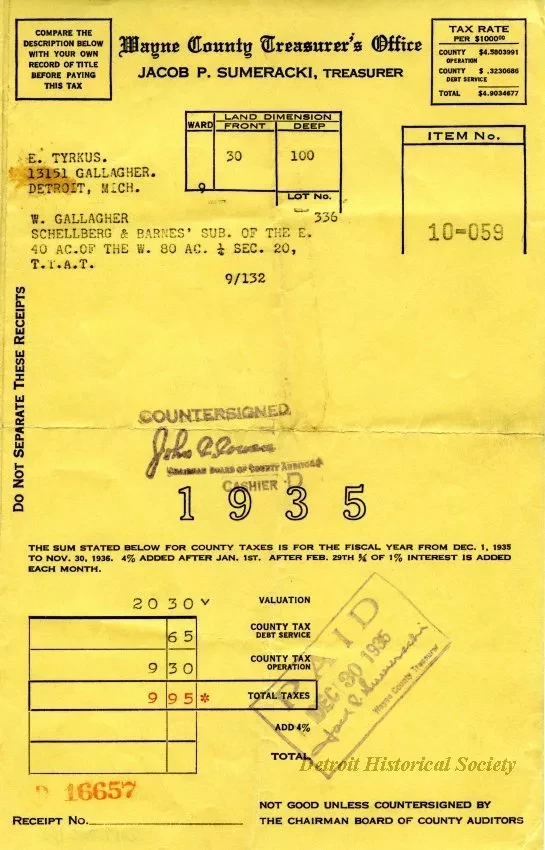 Bill, Tax - Wayne County Treasurer's Office