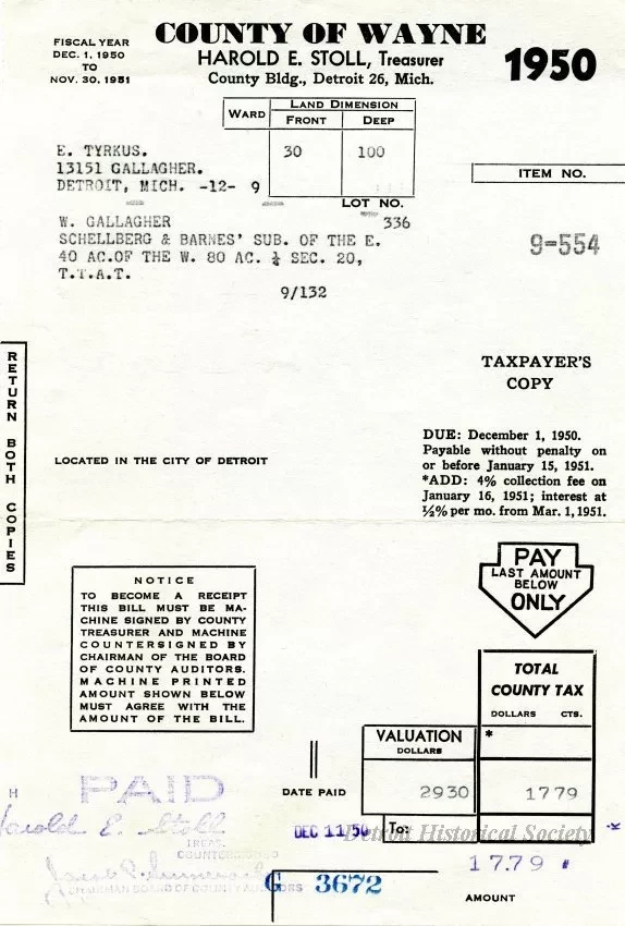 Bill, Tax - County of Wayne