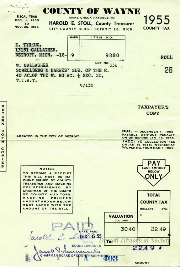 Bill, Tax - County of Wayne