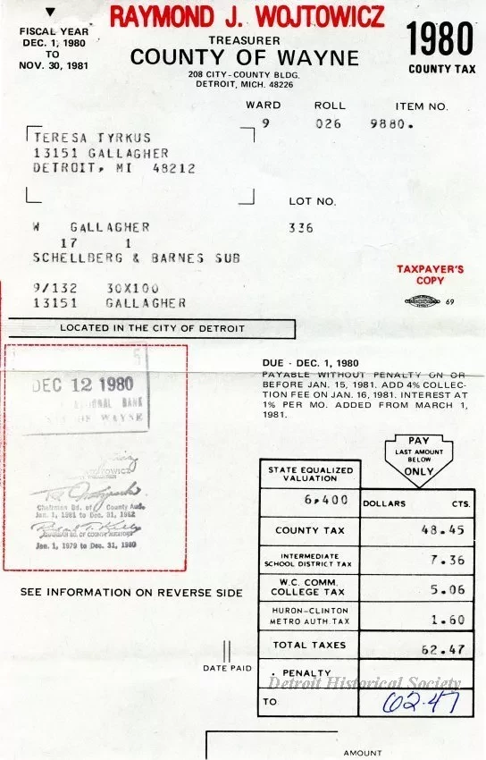 Bill, Tax - County of Wayne
