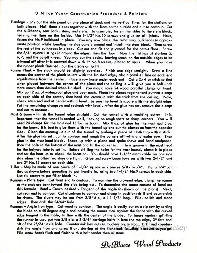 Specification - DN Ice Yacht Construction Procedure & Ponters