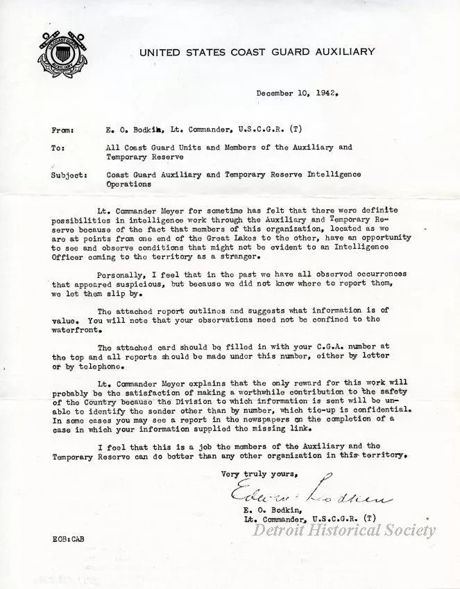Letter - United States Coast Guard Auxiliary