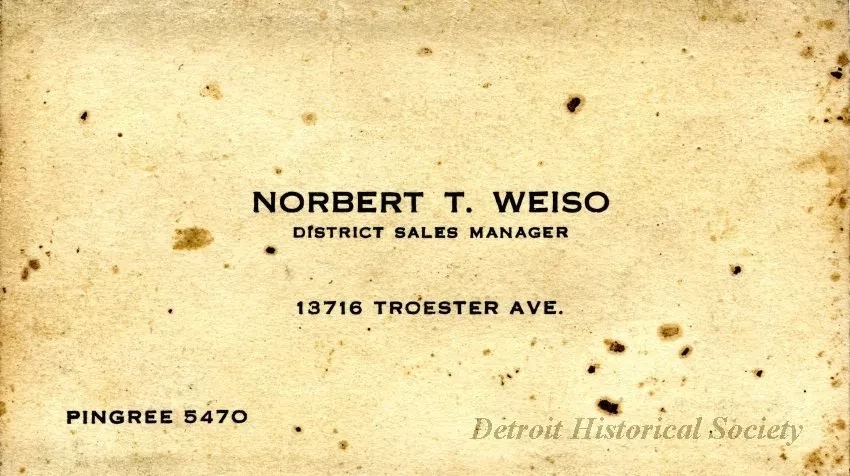 Card, Business - Norbert T. Weiso
District Sales Manager