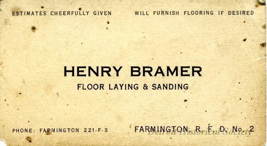 Card, Business - Henry Bramer
Floor Laying & Sanding