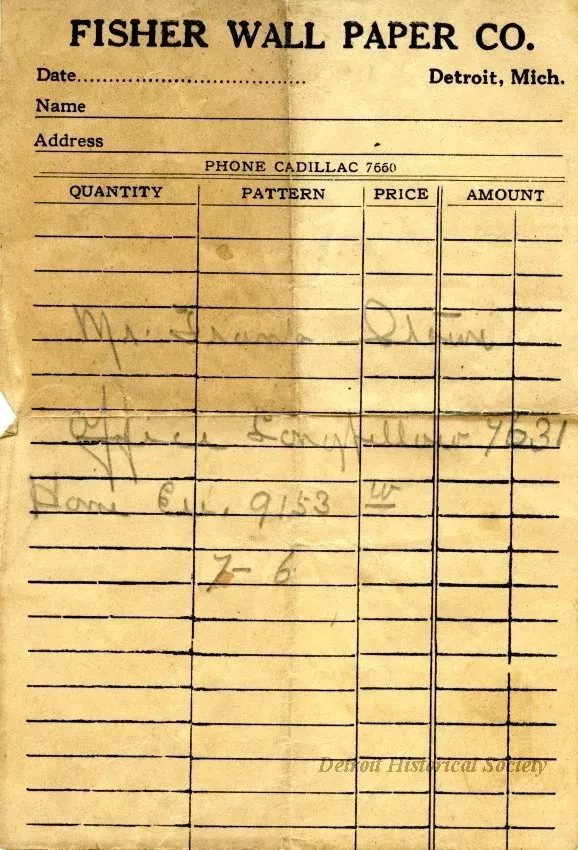 Receipt - Fisher Wall Paper Co.
