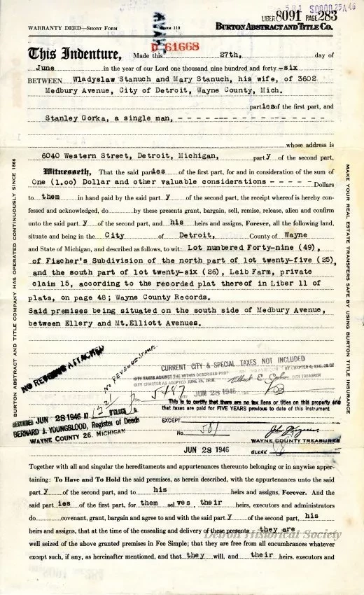 Indenture - Warranty Deed