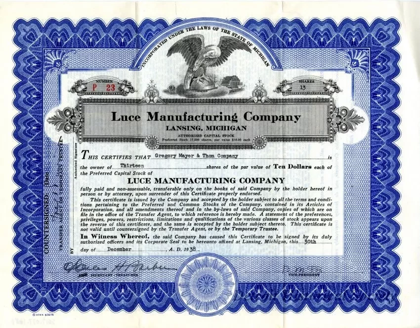 Letter - Luce Manufacturing Company