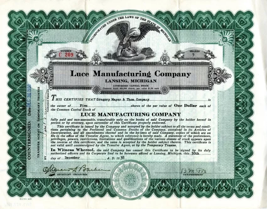 Letter - Luce Manufacturing Company