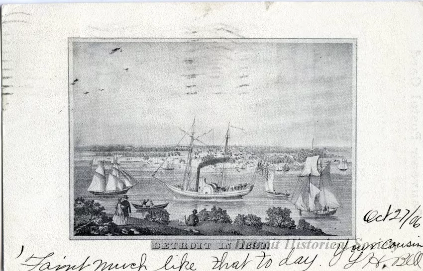 Postcard - Detroit in 1820.