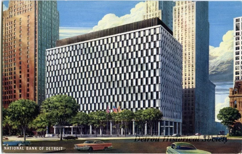Postcard - National Bank of Detroit.
