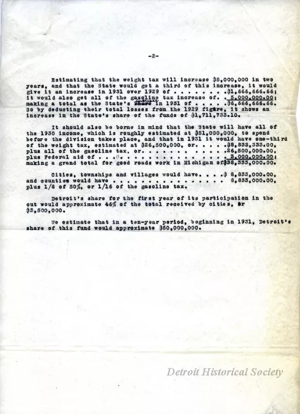 Report - Figures on Michigan's Automobile Revenues