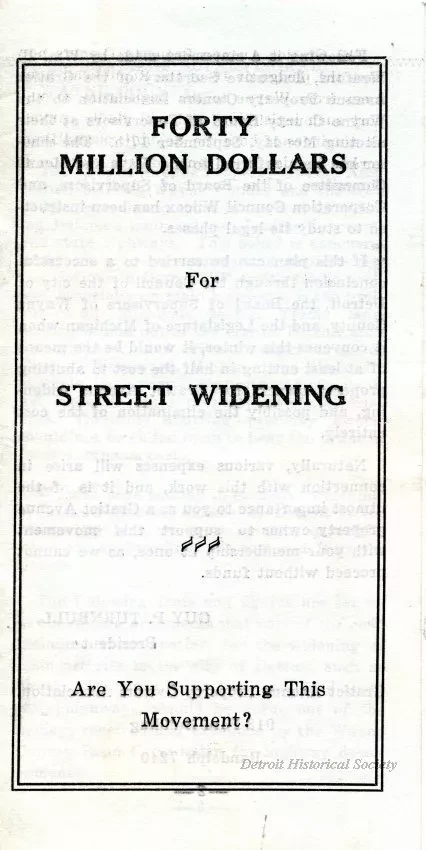 Pamphlet - Forty Million Dollars for Street Widening