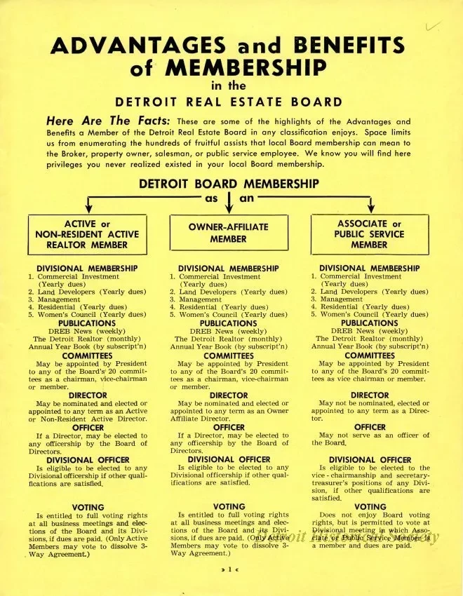 Booklet - Advantages and Benefits of Membership
in the Detroit Real Estate Board