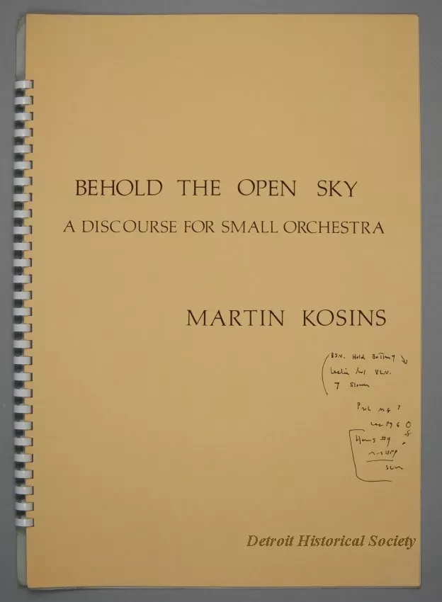 Music, Sheet - Behold the Open Sky
A Discourse for Small Orchestra