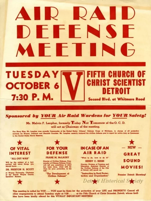 Poster - Air Raid Defense Meeting
